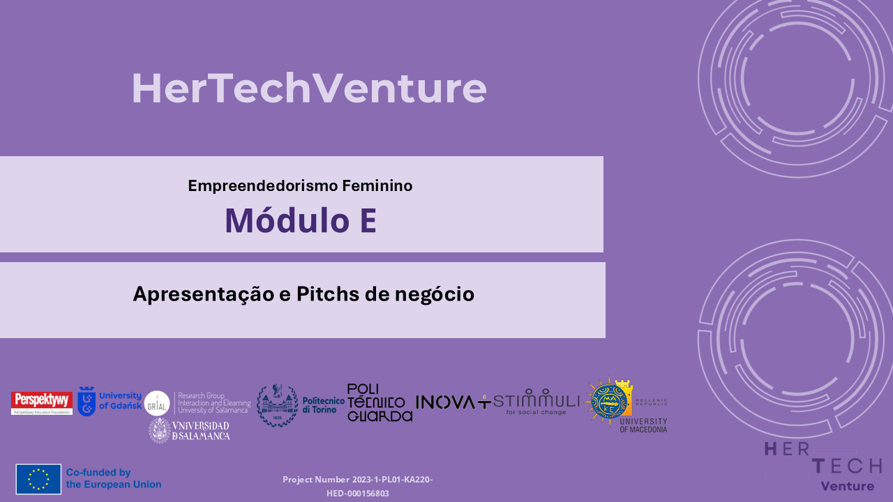 Módulo E – Apresentação e Pitchs de negócio